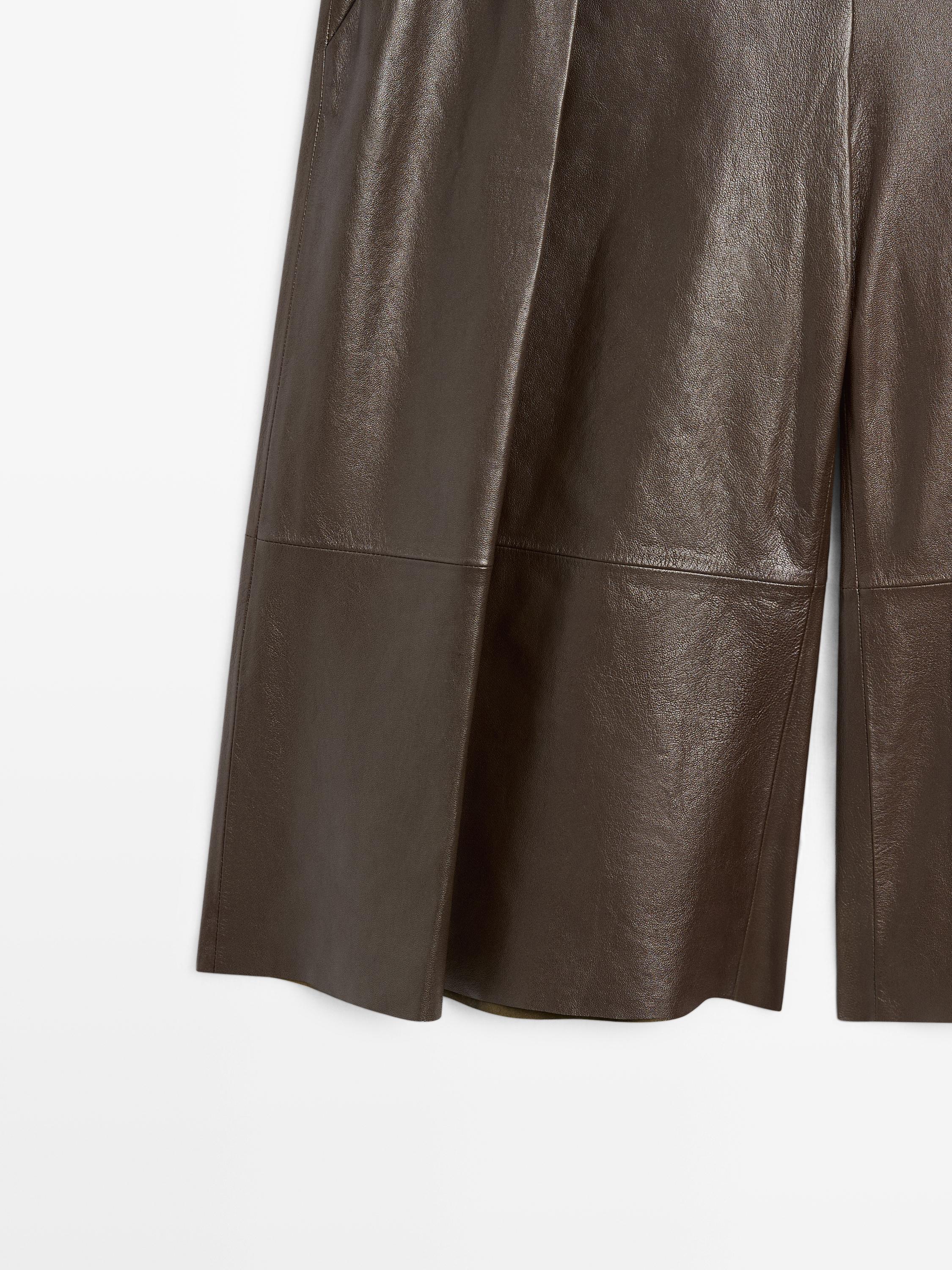 Long nappa leather Bermuda shorts with darts - STUDIO